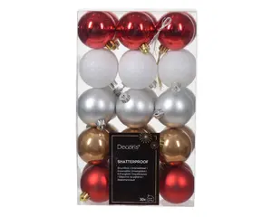Kerstbal Mix Rood/Wit - D6cm