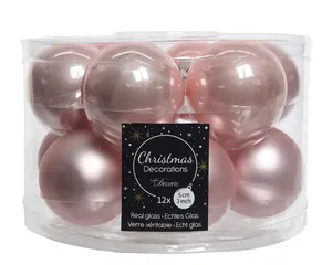 Kerstballen Mat Mix Poederroze D.5Cm