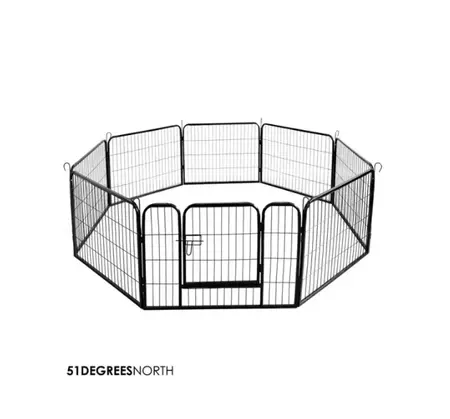 Pl Playpen 8Panel Black 100X100 - afbeelding 1