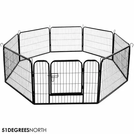 Pl Playpen 8Panel Black 100X80 - afbeelding 1