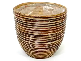 Pot Round Balloon Stripe - D20/H19cm Bruin