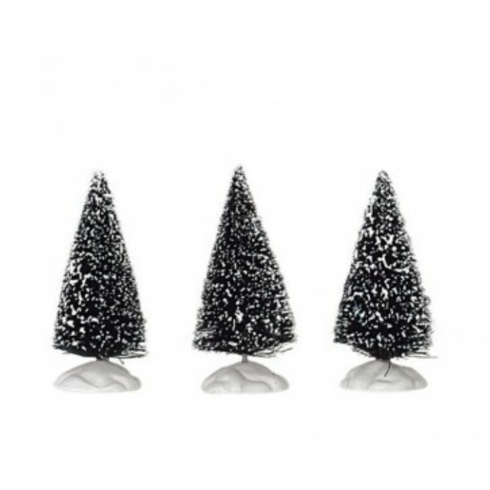 Lemax Bristle Tree - set van 3 kerstboompjes met sneeuw