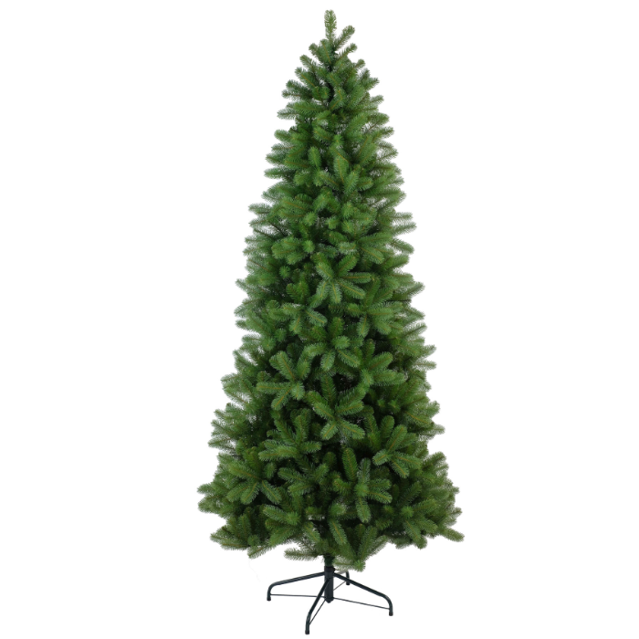 Groene smalle kunstkerstboom Bayberry met metalen voet H 213 cm