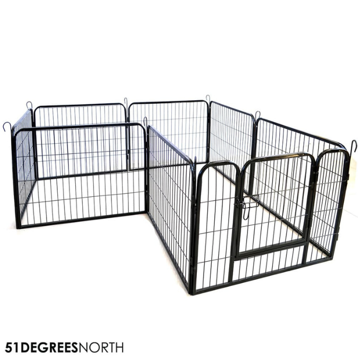 Zwarte hondenren voor puppies L-vorm L 100 x H 100 cm