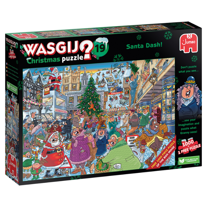 Zwarte doos legpuzzel Wasgij 19 - Christmas Santa Dash 2x 1000 stukjes