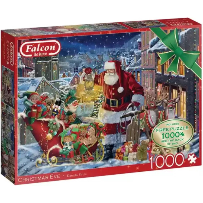 Rode doos legpuzzel XMS Falcon Christmas Eve 2 x 1000 stukjes