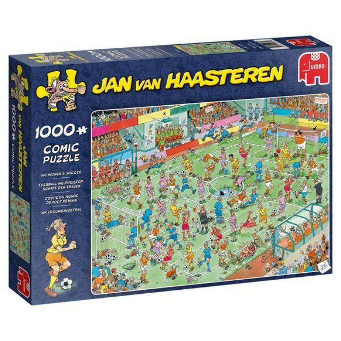 Blauwe doos legpuzzel Jan van Haasteren WK Vrouwenvoetbal 1000 stukjes