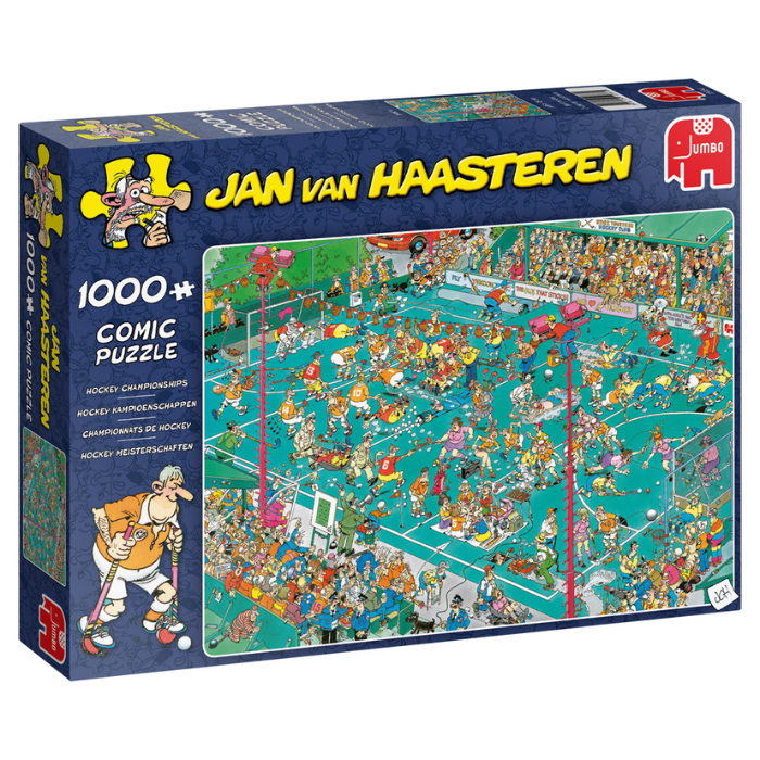 Blauwe doos legpuzzel Jan van Haasteren hockey kampioenschappen 1000 stukjes