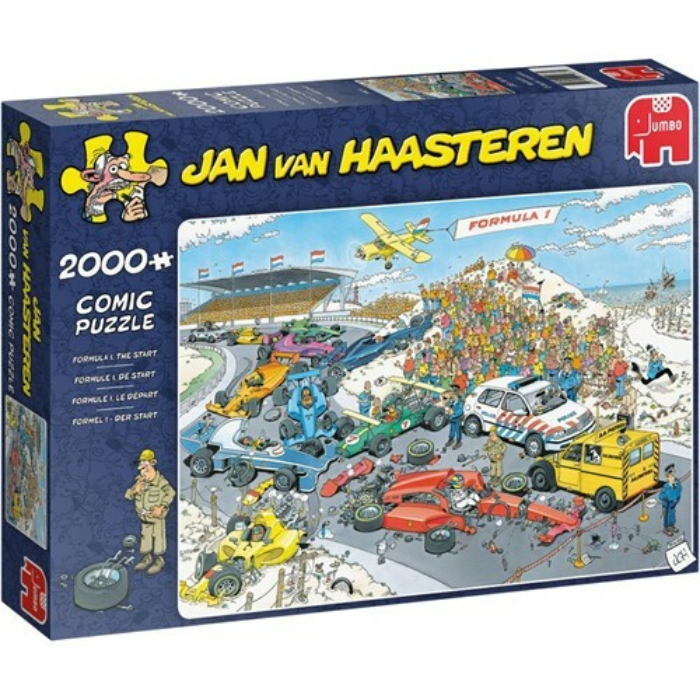 Blauwe doos legpuzzel Jan van Haasteren Formule 1 De Start 2000 stukjes