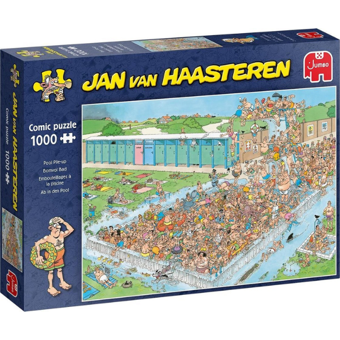 Blauwe doos legpuzzel Jan van Haasteren Bomvol Bad 1000 stukjes