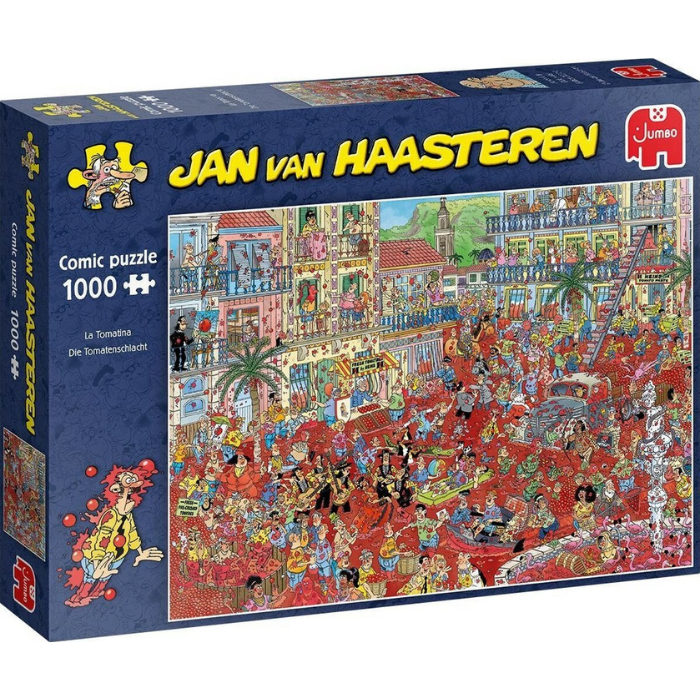 Blauwe doos legpuzzel Jan van Haasteren La Tomatina 1000 stukjes