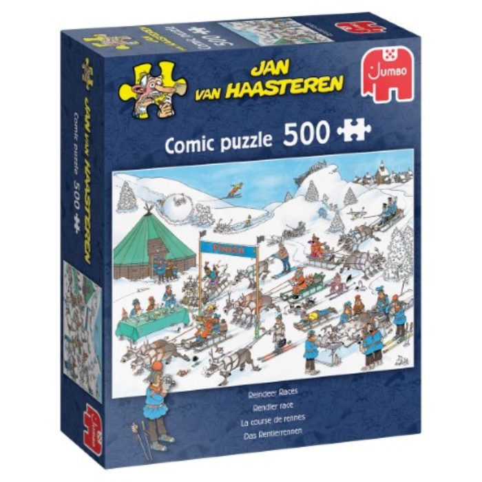 Blauwe doos legpuzzel Jan van Haasteren Rendierrace 500 stukjes