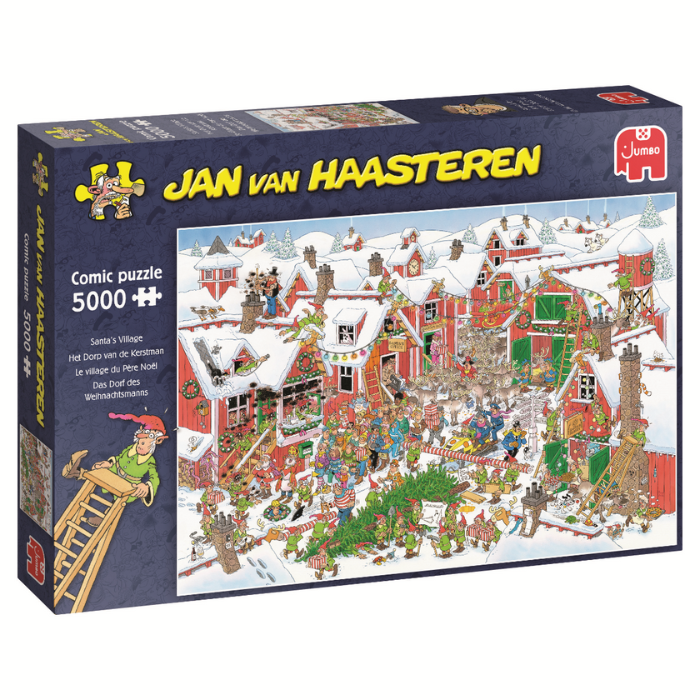 Blauwe doos legpuzzel Jan van Haasteren Het Dorp van de Kerstman 5000 stukjes