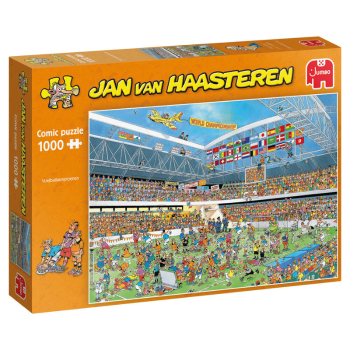 Oranje doos legpuzzel Jan van Haasteren Voetbalkampioenen 1000 stukjes