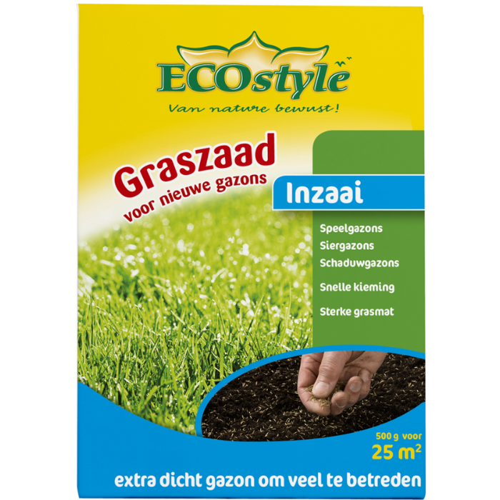 Gele doos met graszaad voor nieuwe gazons van ECOstyle