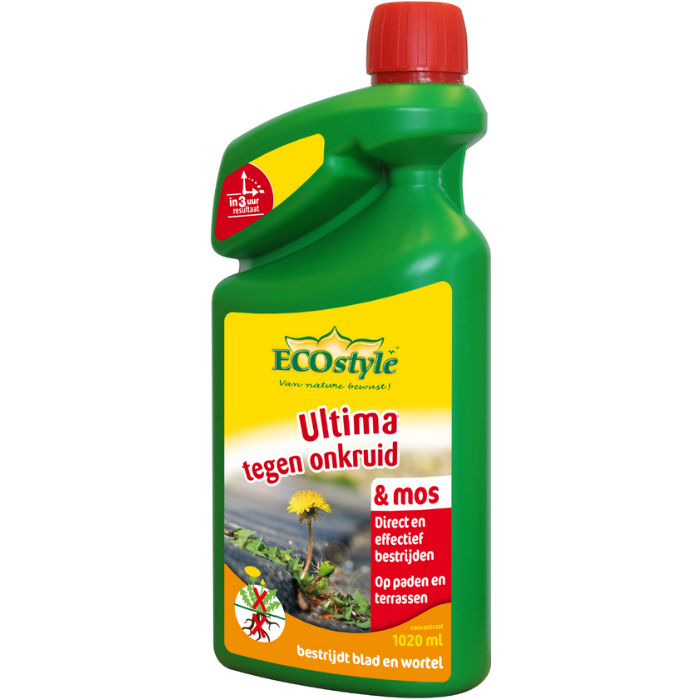 Groene fles rode dop geel etiket ECOstyle Ultima 1020 ml