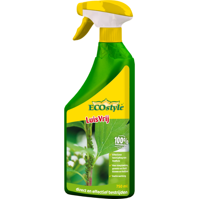 Groene fles geel spuitstuk ECOstyle Luisvrij 750 ml