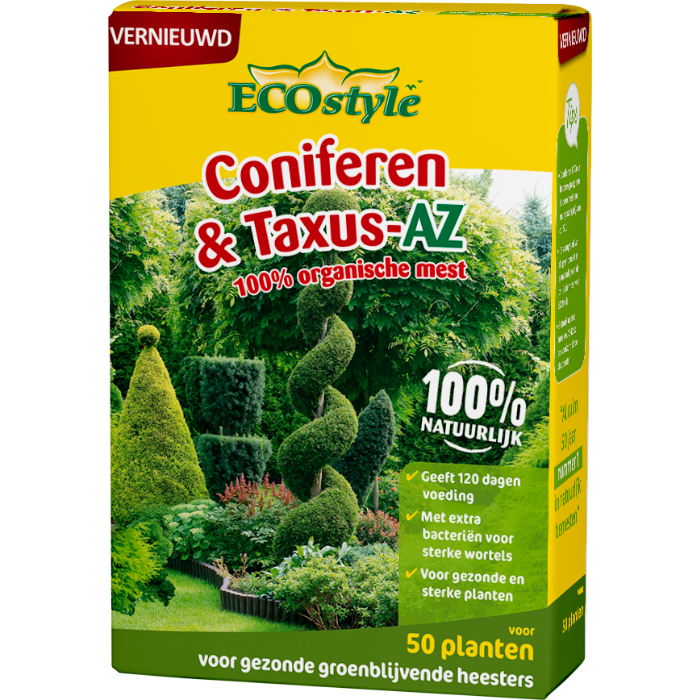 Gele doos ECOstyle coniferen & taxus-AZ 1,6 kg afbeelding buxussoorten