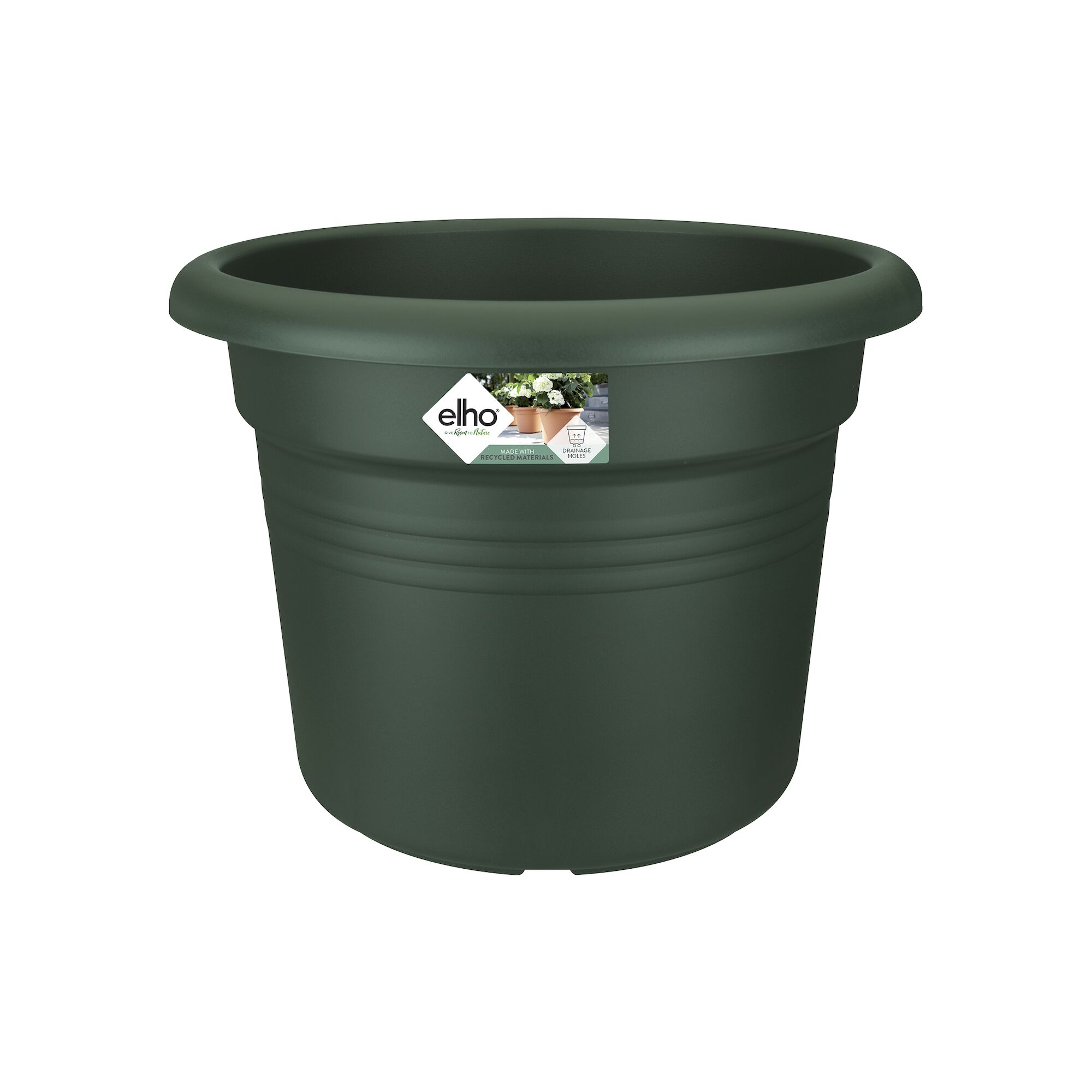 Elho Bloempot Green Basics Cilinder Bladgroen Logo