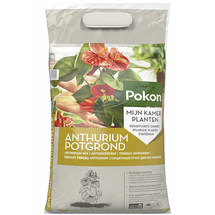 Grijze plastic zak Pokon Anthurium Potgrond RHP 5 L