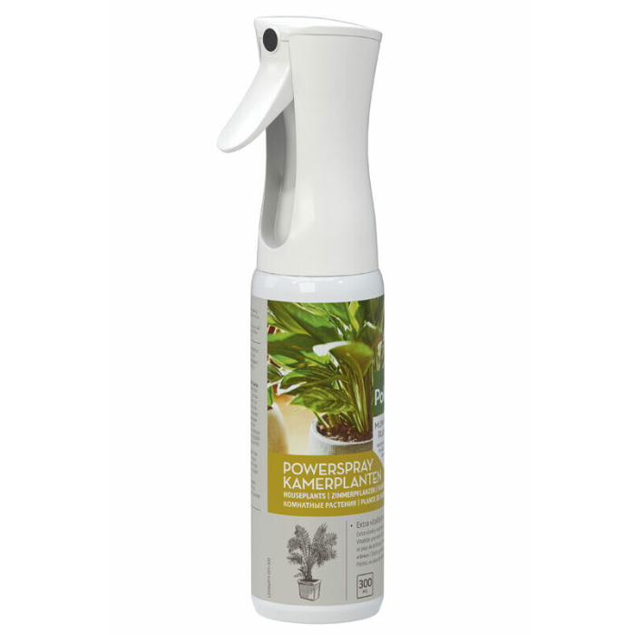 Voorkant witte fles Pokon Powerspray Kamerplanten 300 ml