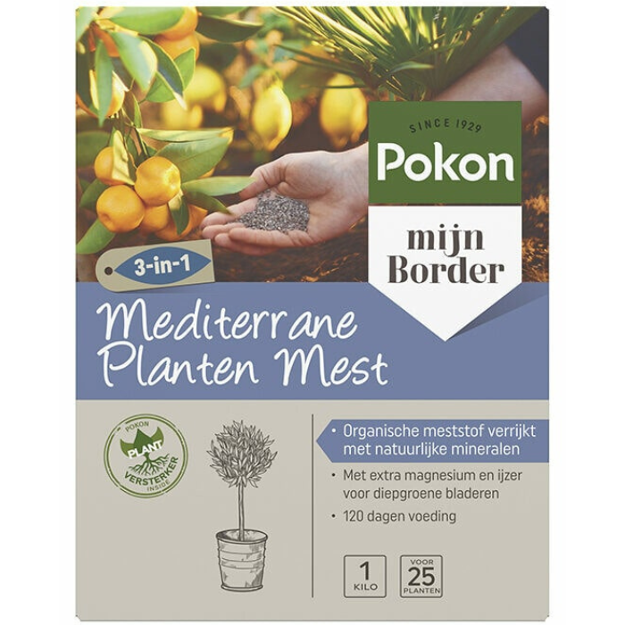 Grijs paarse doos Pokon mediterrane planten mest 1 kg