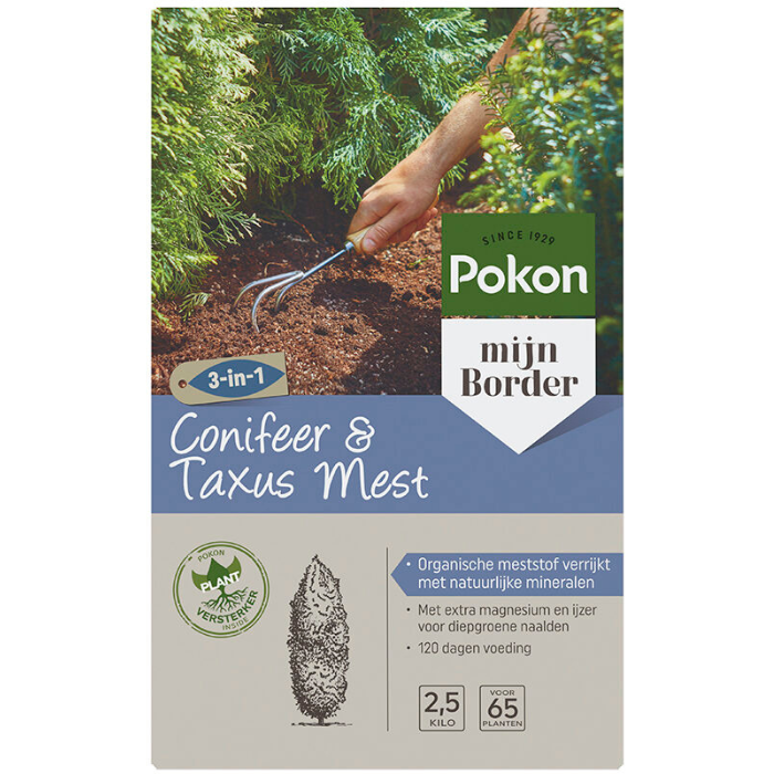 Grijs paarse doos Pokon Conifeer en Taxus Mest 2,5 kg