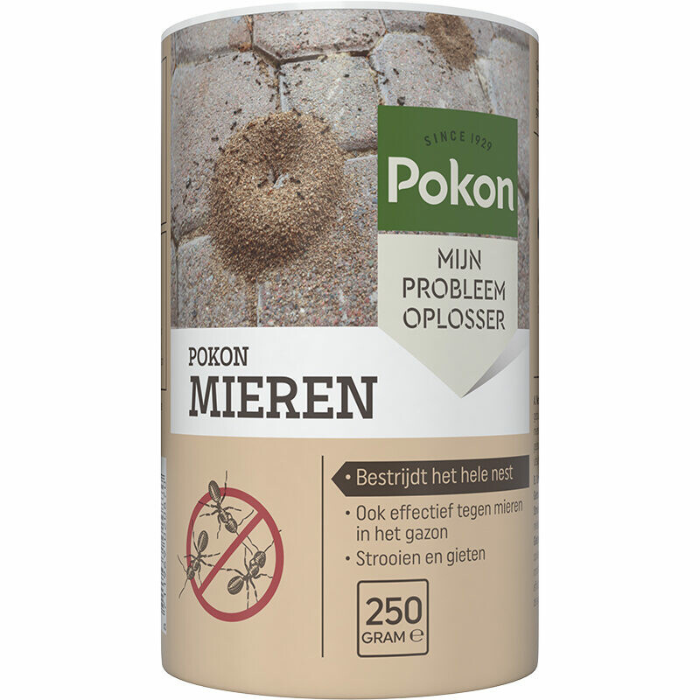 Beige strooibus Pokon tegen mieren korrels 250 gram