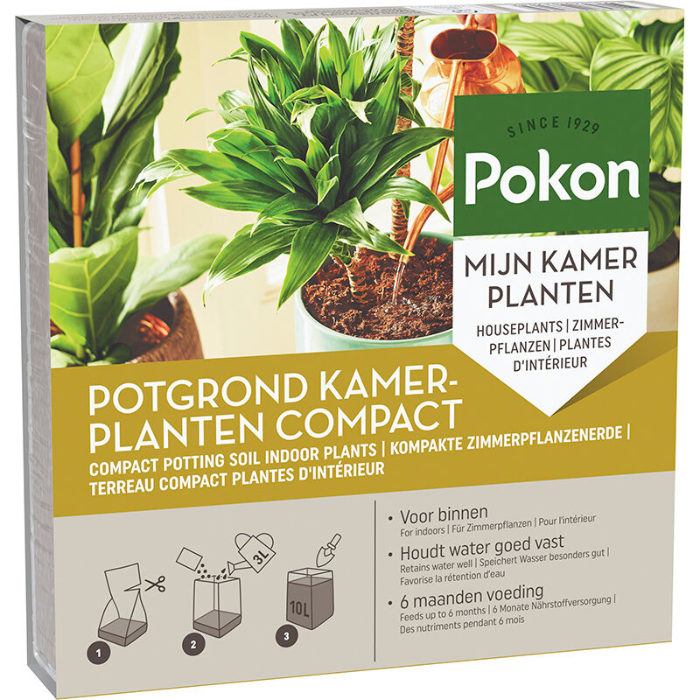 Grijze doos Pokon kokos potgrond kamerplanten compact 10 L 