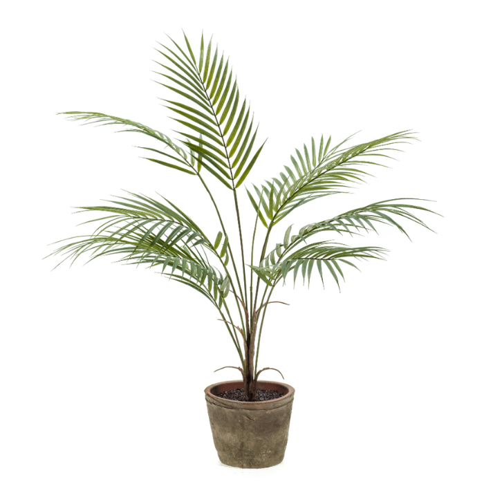 Kunstplant Palm groen blad bruine bloempot H 85 cm