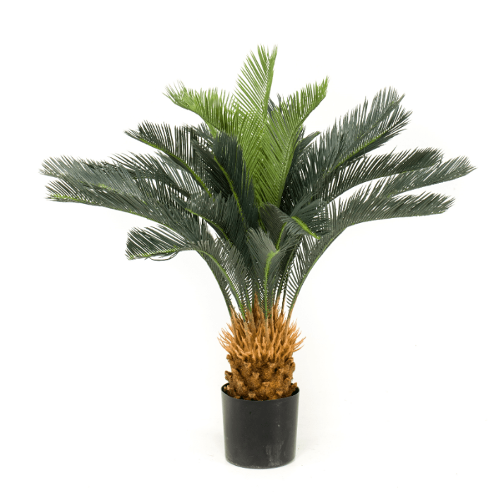 Kunstplant Cycaspalm groene palm in zwarte pot H 90 cm