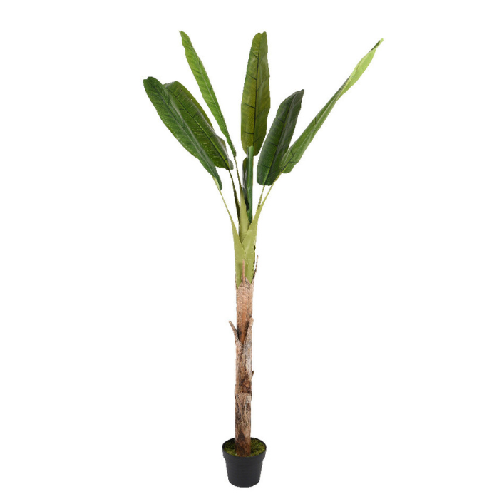 Groene kunst Bananenplant in zwarte pot H 280 cm