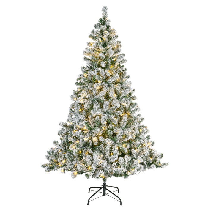 Groen witte kunstkerstboom Imperial Pine Snowy LED metalen voet H 210