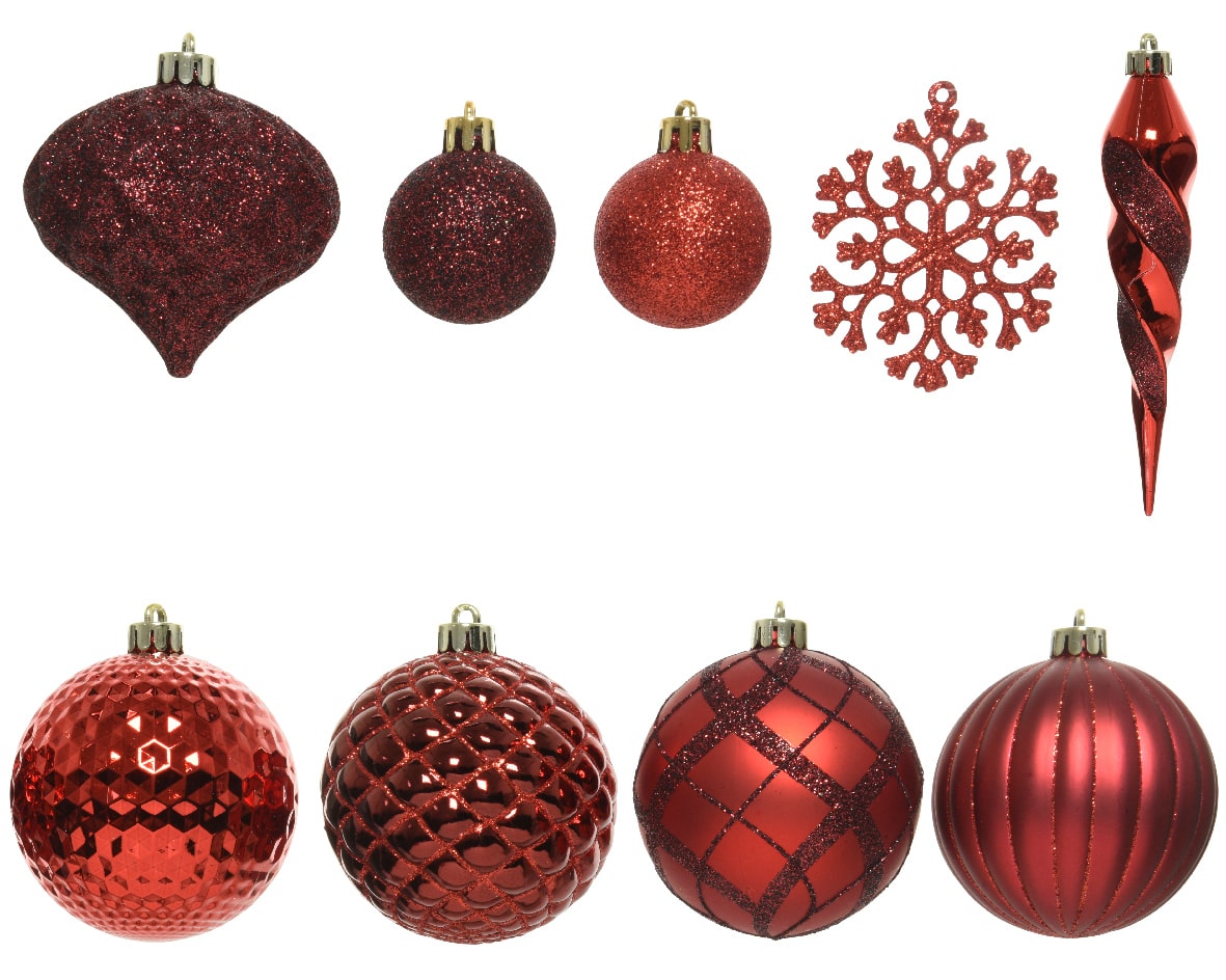 Kerstballen Mix 50 Stuks Rood Inhoud