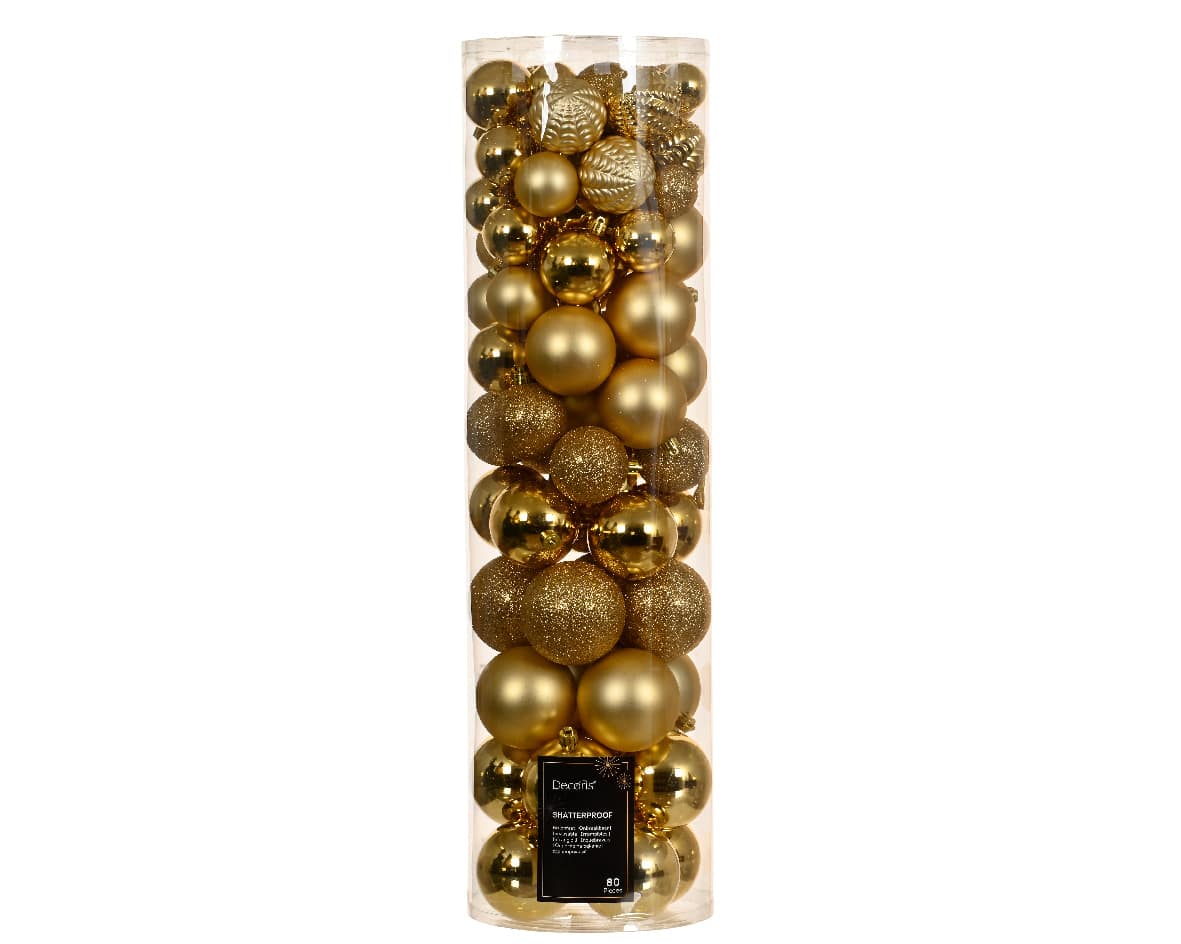 Kerstballen Mix 80 st Goud verpakking