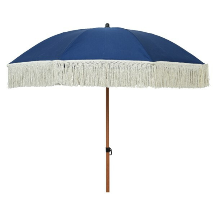 Parasol Polyester Blauw met franje