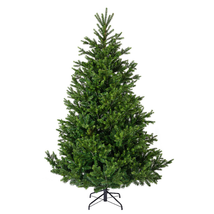 Groene kunstkerstboom Nordmann metalen voet H 180 cm