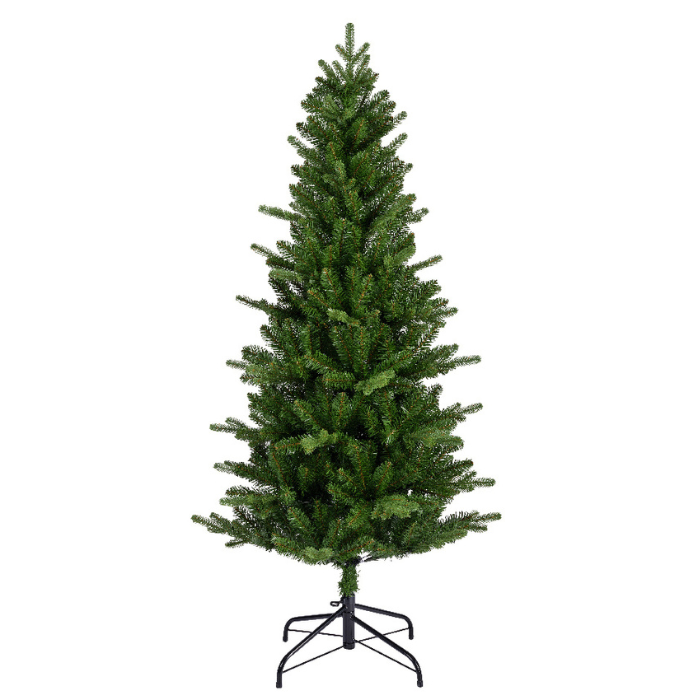 Groene smalle kunstkerstboom Killington metalen voet H 180 cm