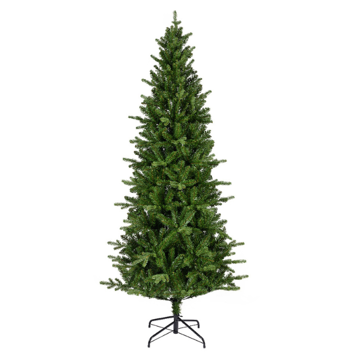 Groene smalle kunstkerstboom Killington metalen voet H 210 cm