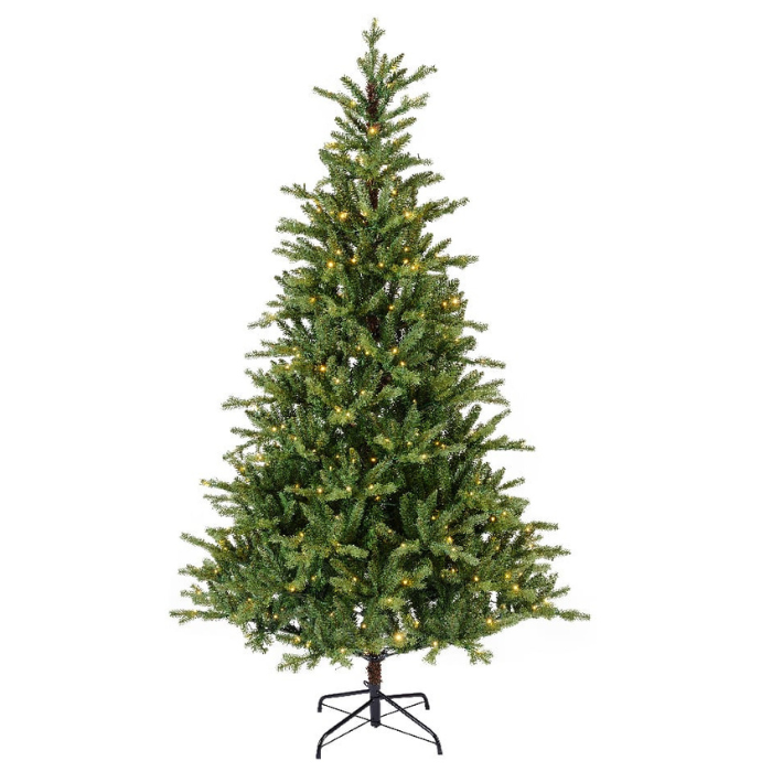 Groene kunstkerstboom Allison Pine LED met metalen voet H 210 cm