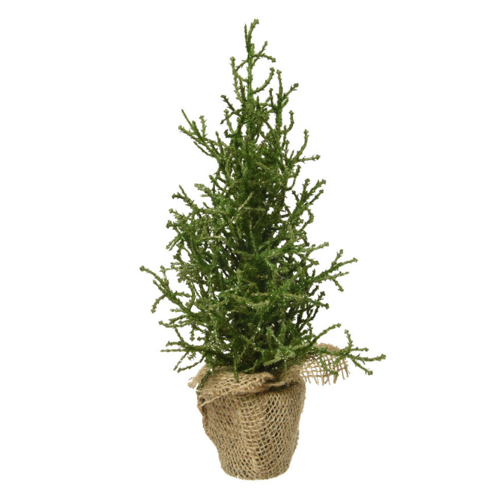 Groene mini boom jute voet hoogte 30 cm