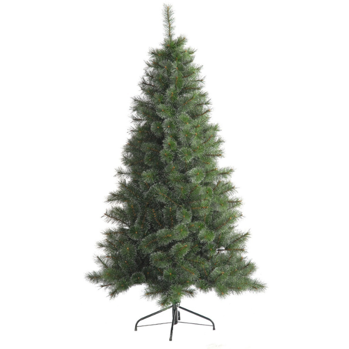 Groene kunstkerstboom Cleveland Frosted metalen voet H 150 cm