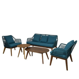 Loungeset Seville Turquoise Bank en twee stoelen en twee tafels