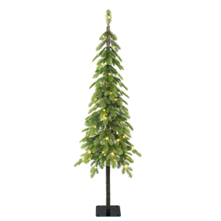 Groene smalle hoge kunstkerstboom Colwood zwarte voet LED verlichting H 120 cm