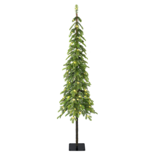 Groene smalle hoge kunstkerstboom Colwood zwarte voet LED verlichting H 150 cm