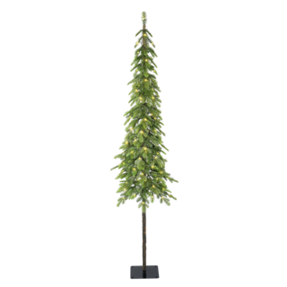 Groene smalle hoge kunstkerstboom Colwood zwarte voet LED verlichting H 180 cm