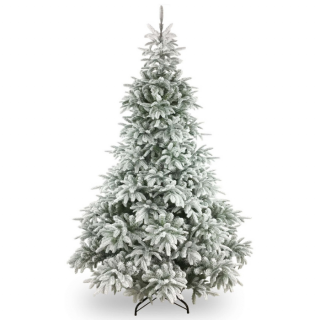 Groen witte kunstkerstboom Andorra Flocked met metalen voet