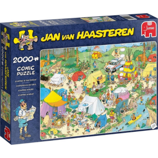 Blauwe doos legpuzzel Jan van Haasteren Kamperen in het Bos 2000 stukjes