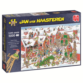 Blauwe doos legpuzzel Jan van Haasteren Het Dorp van de Kerstman 5000 stukjes