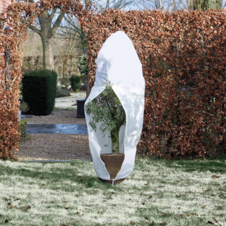 Witte winter afdekhoes H 300 cm buiten om buitenplant heen